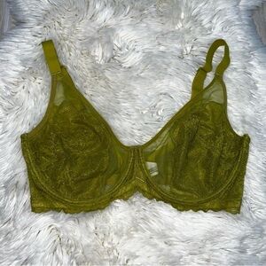 Elegant Olive Lace Underwire Bra